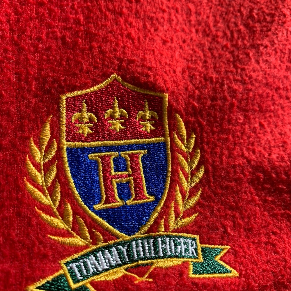 Tommy Hilfiger Red and Navy Fleece Pullover - Picture 4 of 5